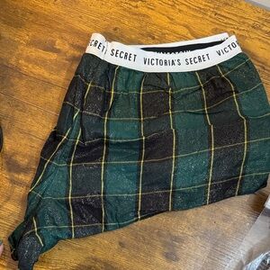 Victoria's Secret Black and Green Plaid Lounge shorts